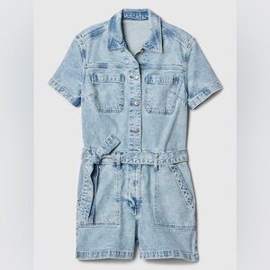 NWOT gap belted denim romper shorts